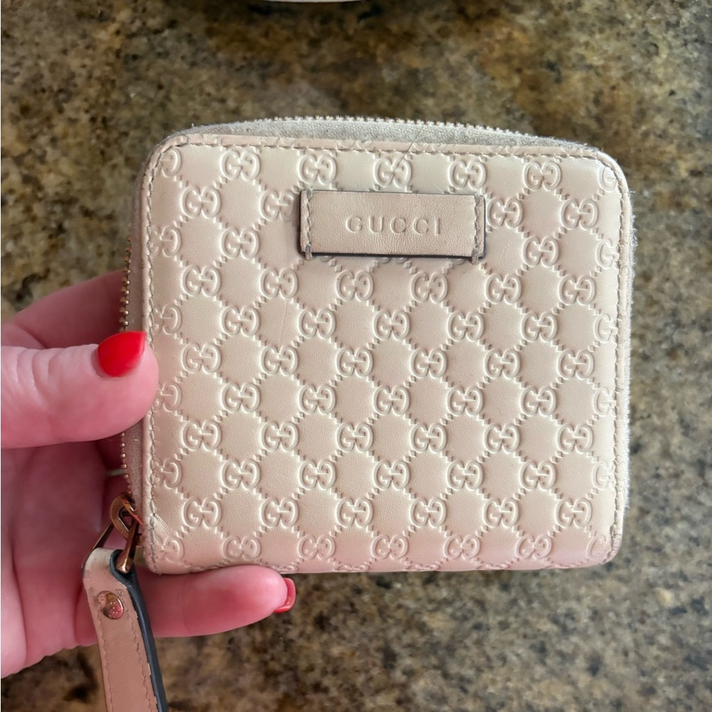 Gucci Beige Embossed Leather Wallet
